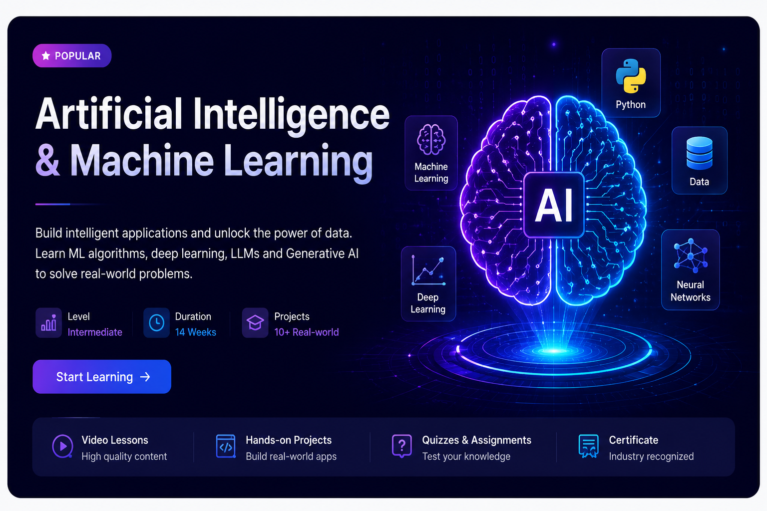 Thumbnail for course Artificial Intelligence & Machine Learning